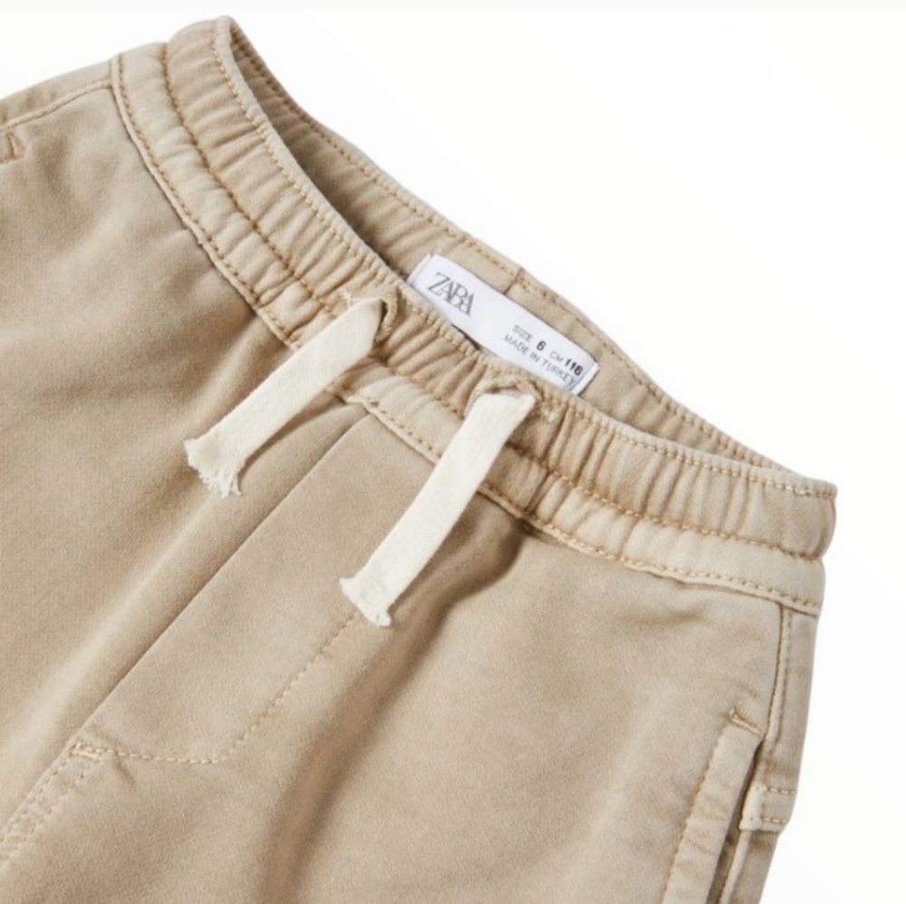 ❌️SOLD❌️ZARA KIDS STRETCH JOGGER PANTS BEIGE SIZE 8 YEARS - Picture 3 of 6